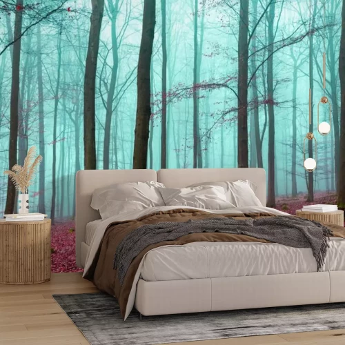 Papier peint  Zauber Wald à türkis und rot