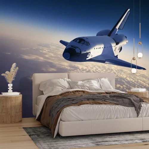 Papier peint  Vaisseau spatial sur un fond de nuages