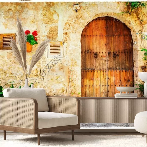 Papier peint  Plantes et mur beige