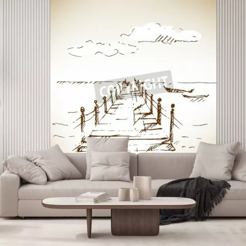 Papier peint  Passerelle peinte sur la mer