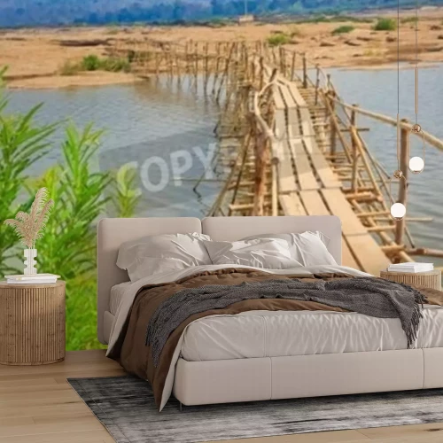 Papier peint  Pont de bambou bancal