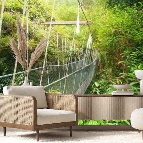 Papier peint  Pont suspendu étroit jungle