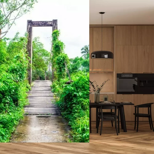 Papier peint  Pont recouvert de végétation