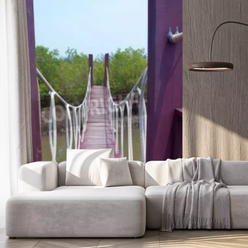 Papier peint  Pont suspendu violet canal