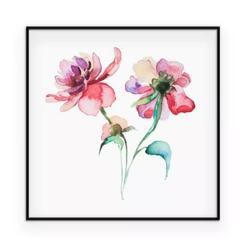 Poster  Fleurs printanières colorées style aquarelle