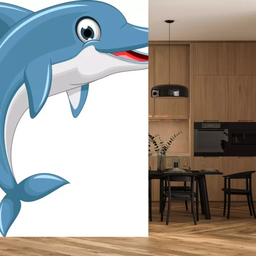 Sticker  saut de bande dessinée de dauphin mignon