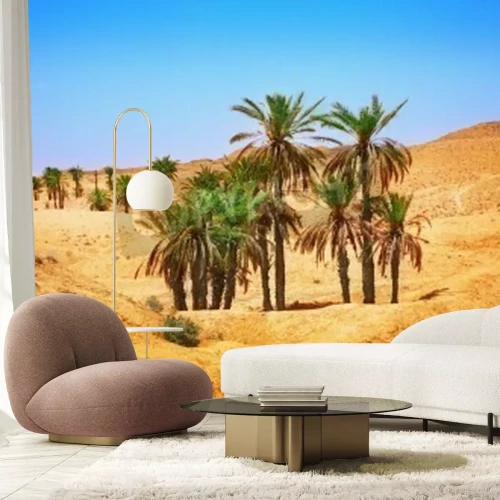 Papier peint  Palmiers verts dans le désert