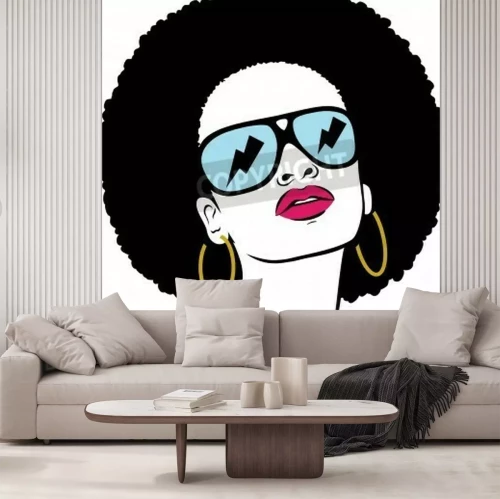Papier peint  Femme coiffure afro pop art