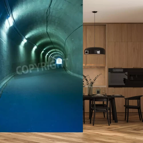 Papier peint  Tunnel turquoise 3d