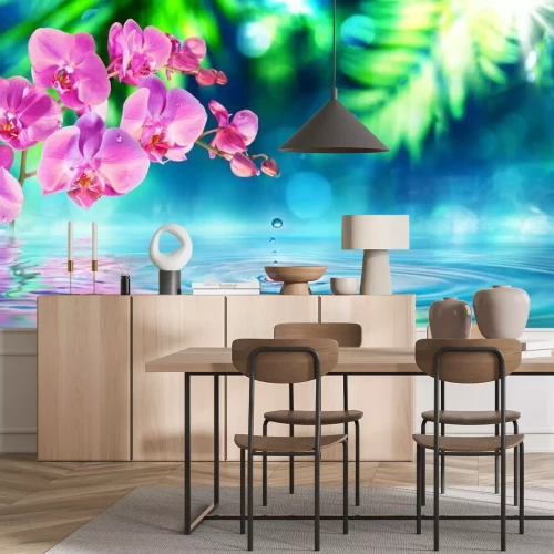 Papier peint  Orchidée rose au bord de l'eau