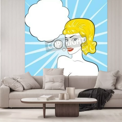 Papier peint  Femme et flash de lumière bleue