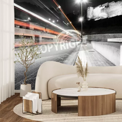 Papier peint  Tunnel avec des bandes de lumière