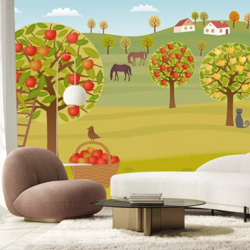 Sticker  Graphiques avec un verger plein de pommes