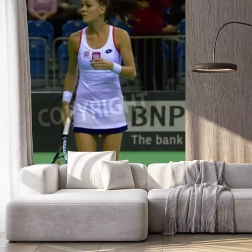 Papier peint  Radwanska entre sur le court