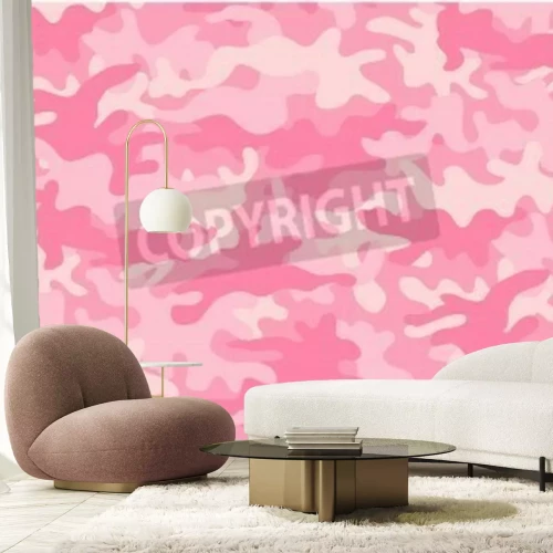 Papier peint  Motif camouflage en rose