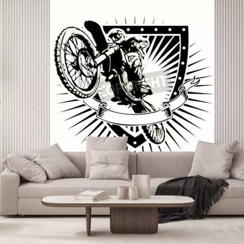 Papier peint  Motocross illustration sur le bouclier