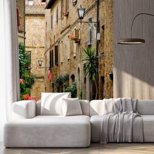 Papier peint  Ruelle italienne et lampadaires