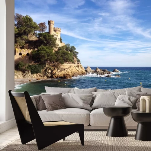 Papier peint  Mer et château sur les rochers