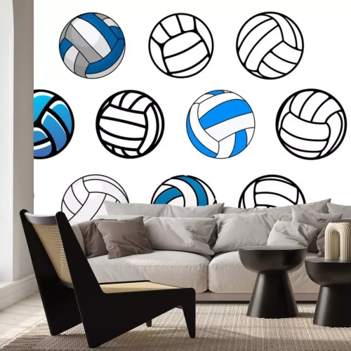 Sticker  balles de volley-ball dans les grandes lignes et le style cartoon