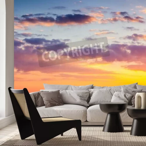 Papier peint  Coucher de soleil dans des tons chauds