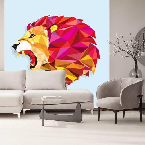 Sticker  Tête de lion géométrique Lions en couleur