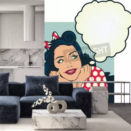 Papier peint  Femme rêveuse style pop art