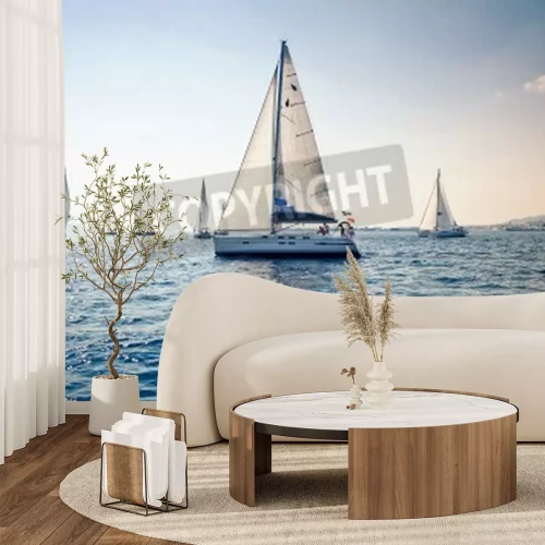 Papier peint  Voiliers avec voiles blanches
