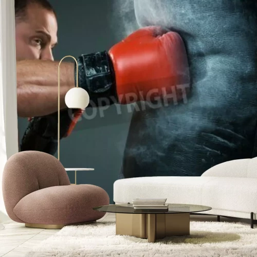 Papier peint  Boxeur qui s'entraîne sur un sac de boxe