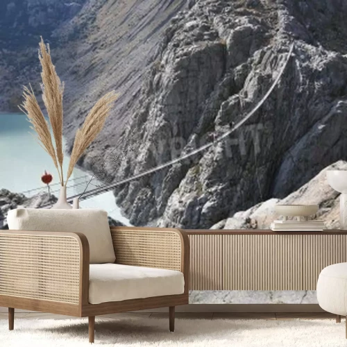 Papier peint  Pont suspendu étroit montagne