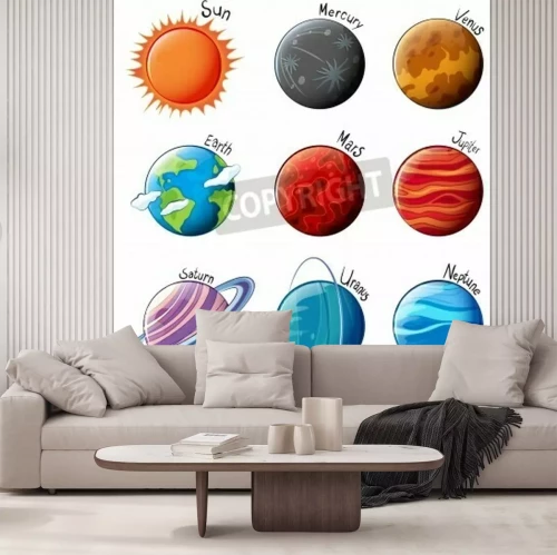 Papier peint  Système solaire dessiné