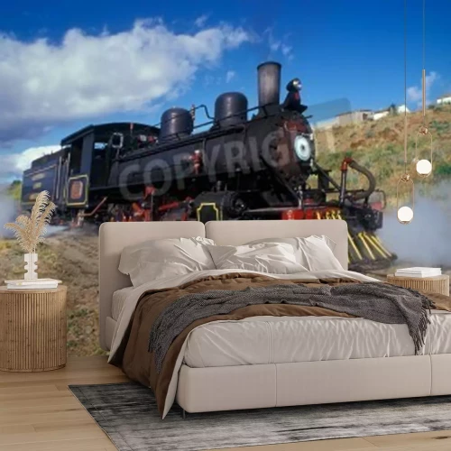 Papier peint  Train noir sur le ciel