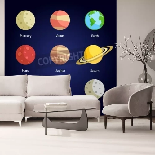 Papier peint  Les neuf planètes du système solaire