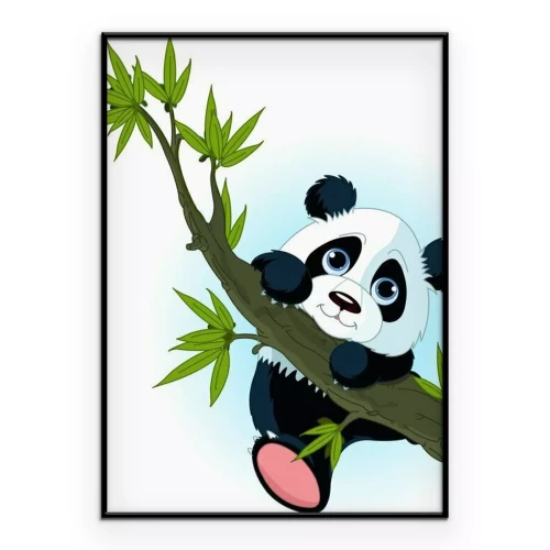 Poster  Panda féerique sur bambou