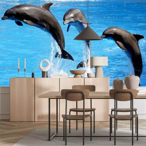 Papier peint  Dauphins sortant de l'eau