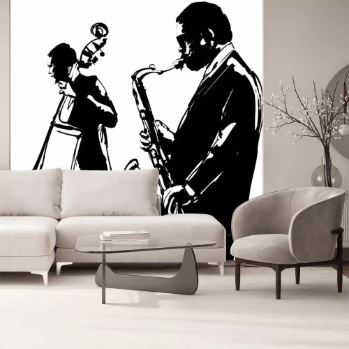 Sticker  Jazz avec saxophone et contrebasse