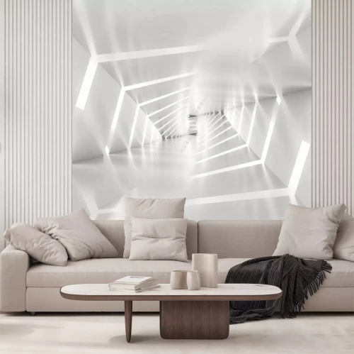 Papier peint  Tunnel gris abstrait 3D