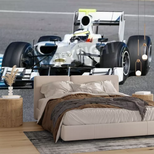 Papier peint  Bolide blanc sur une piste de course espagnole