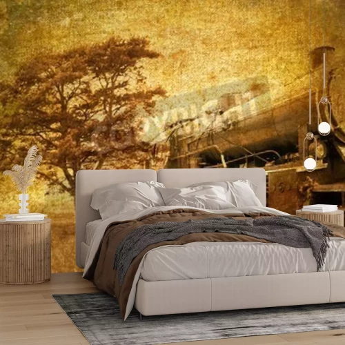 Papier peint  Train style vintage aquarelle