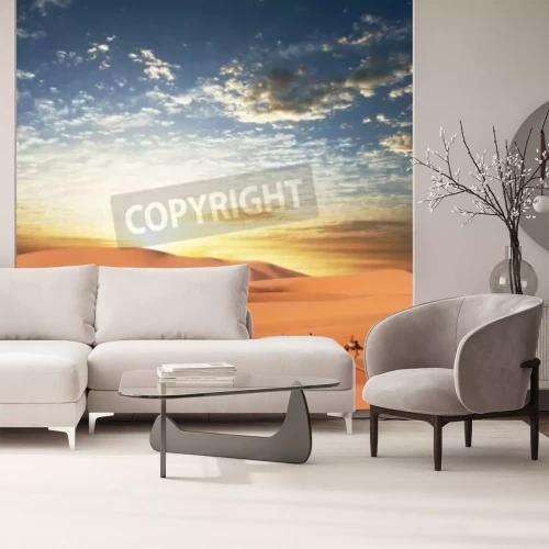 Papier peint  Longue caravane dans le désert