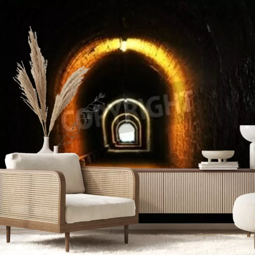 Papier peint  Tunnel en brique noire