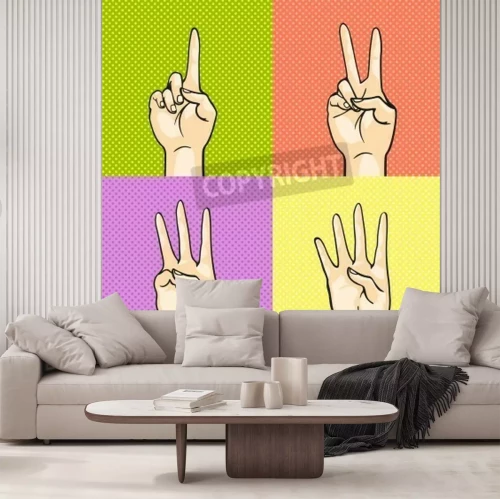 Papier peint  Gestes avec les mains pop art
