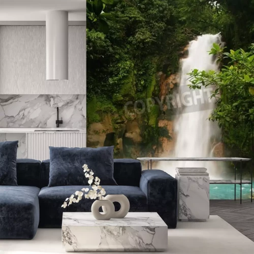 Papier peint  Tropiques verts et cascade