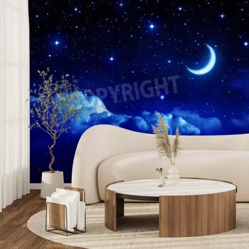 Papier peint  Croissant de lune et étoiles