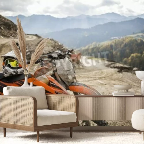 Papier peint  Sale enduro moto motocross casque sur la route