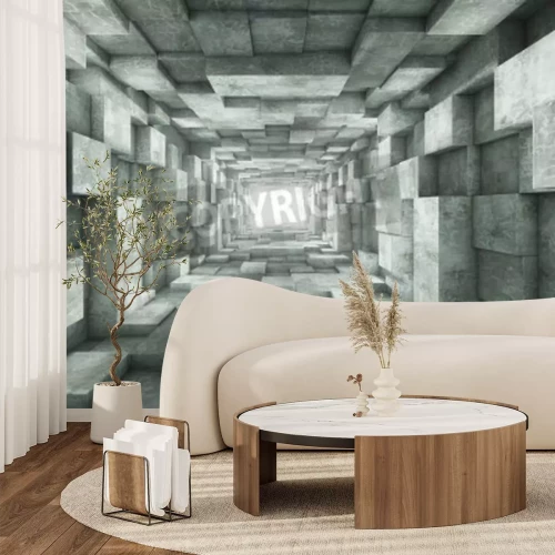 Papier peint  Tunnel avec des blocs de béton