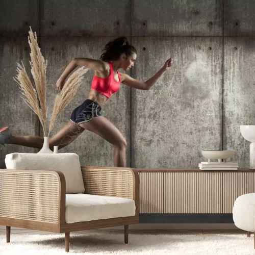 Papier peint  Femme courant en tenue de sport de profil