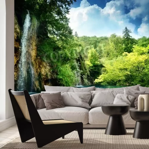 Papier peint  Rochers de la jungle et cascade