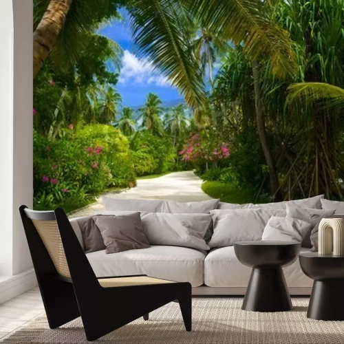 Papier peint  Chemin à travers le parc tropical