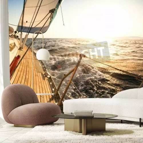 Papier peint  Voiliers au soleil couchant