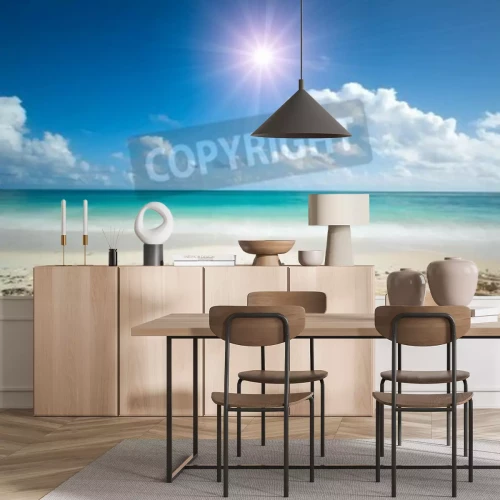 Papier peint  Plage et plein soleil sur la mer